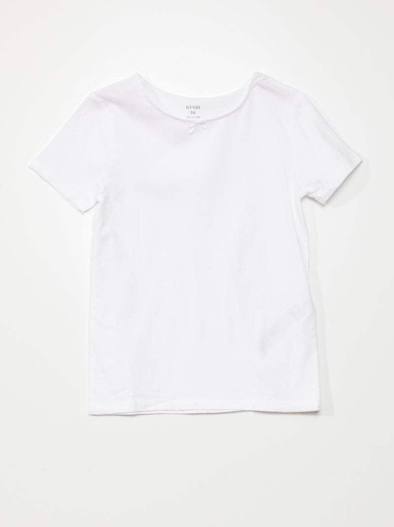 Set van 3 effen T-shirts wit / roze - Kiabi
