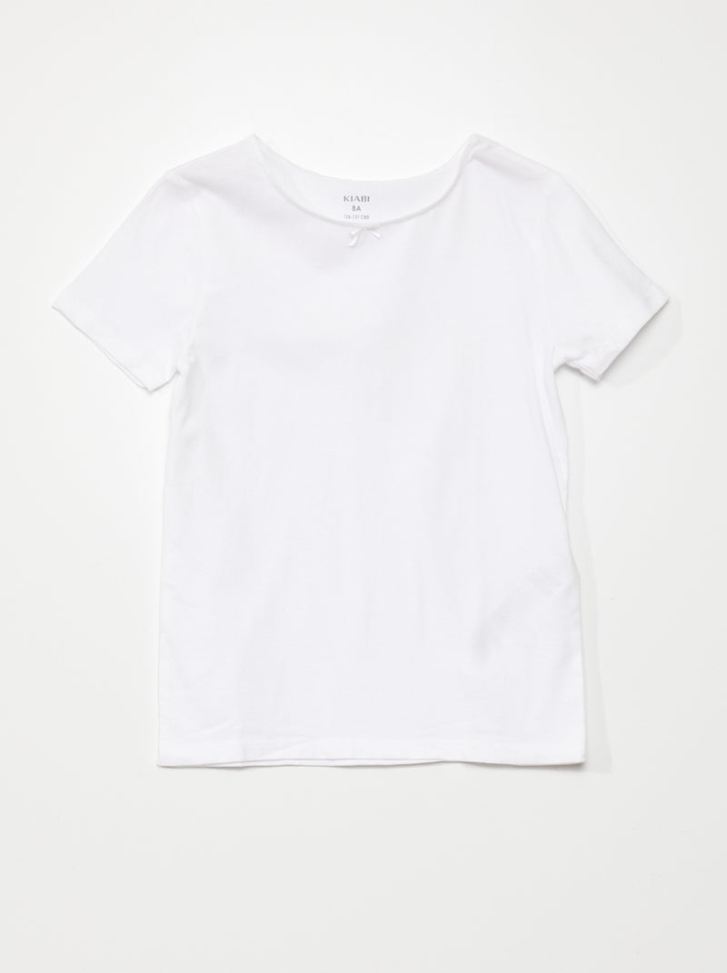 Set van 3 effen T-shirts wit / roze - Kiabi