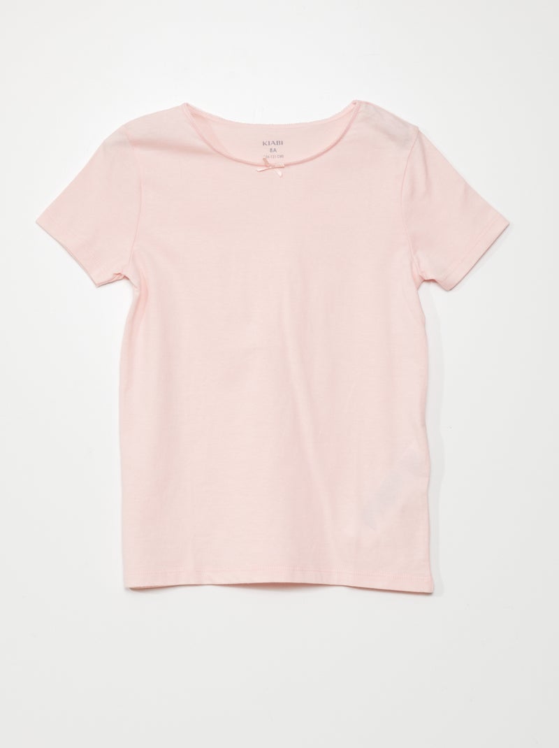 Set van 3 effen T-shirts wit / roze - Kiabi