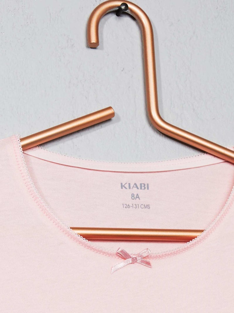 Set van 3 effen T-shirts wit / roze - Kiabi