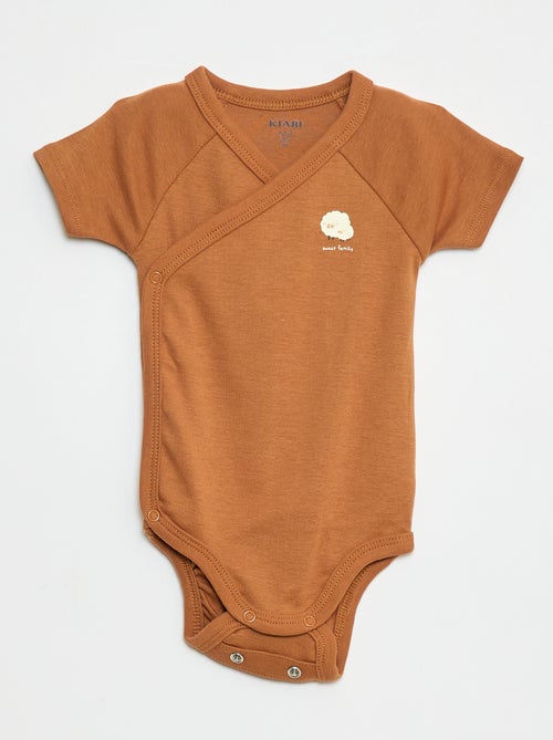 Set van 3 gekruiste meegroei-bodysuits met korte mouwen - Kiabi
