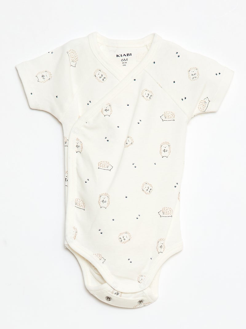 Set van 3 gekruiste meegroei-bodysuits met korte mouwen Groen - Kiabi