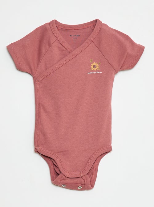 Set van 3 gekruiste meegroei-bodysuits met korte mouwen - Kiabi
