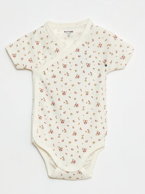Set van 3 gekruiste meegroei-bodysuits met korte mouwen - Kiabi