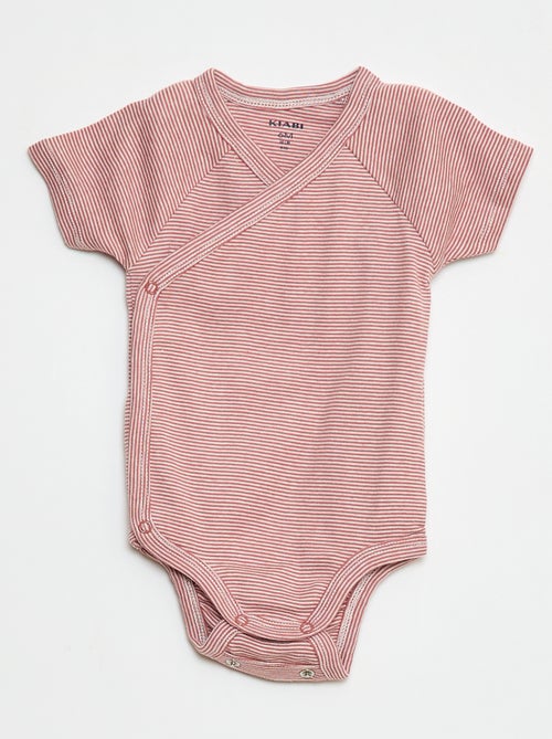 Set van 3 gekruiste meegroei-bodysuits met korte mouwen - Kiabi