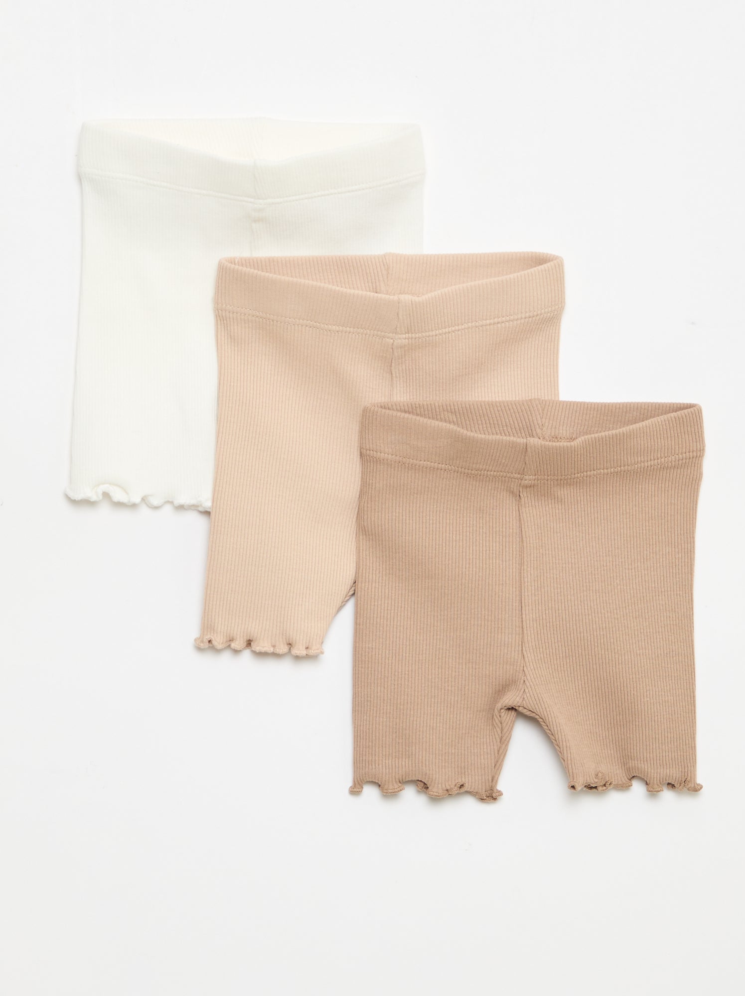 Set van 3 geribbelde fietsbroeken