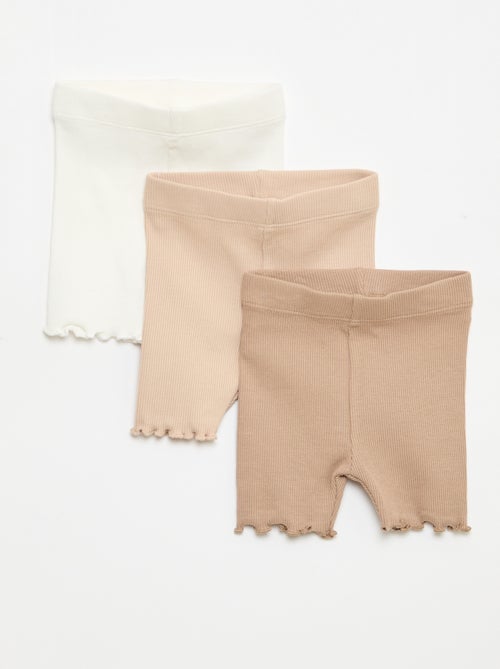 Set van 3 geribbelde fietsbroeken - Kiabi