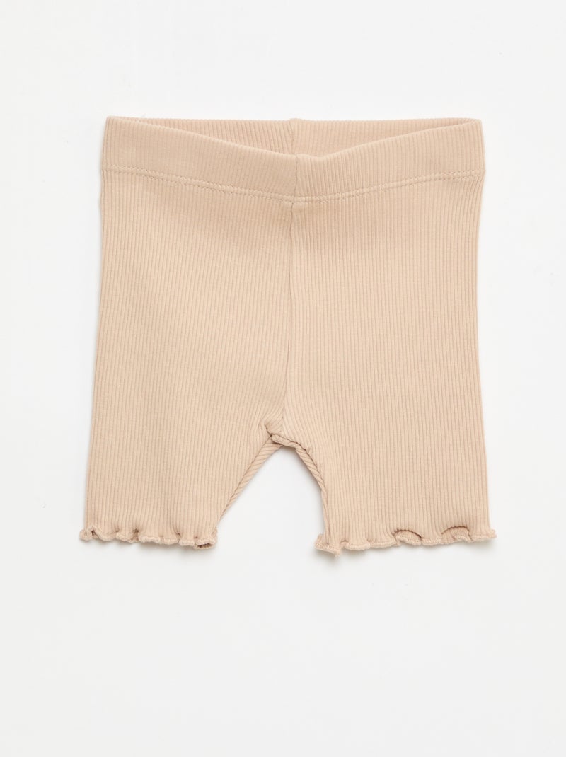 Set van 3 geribbelde fietsbroeken Biege - Kiabi