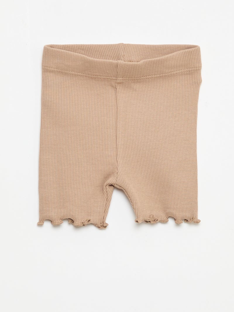 Set van 3 geribbelde fietsbroeken Biege - Kiabi