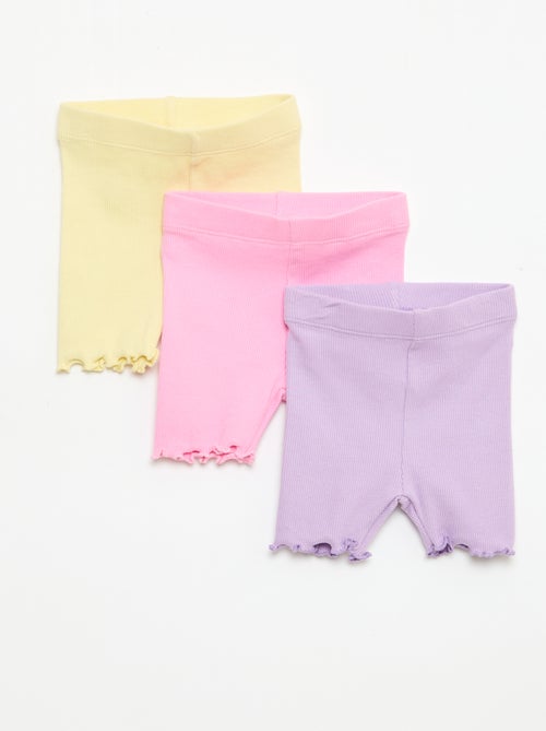 Set van 3 geribbelde fietsbroeken - Kiabi