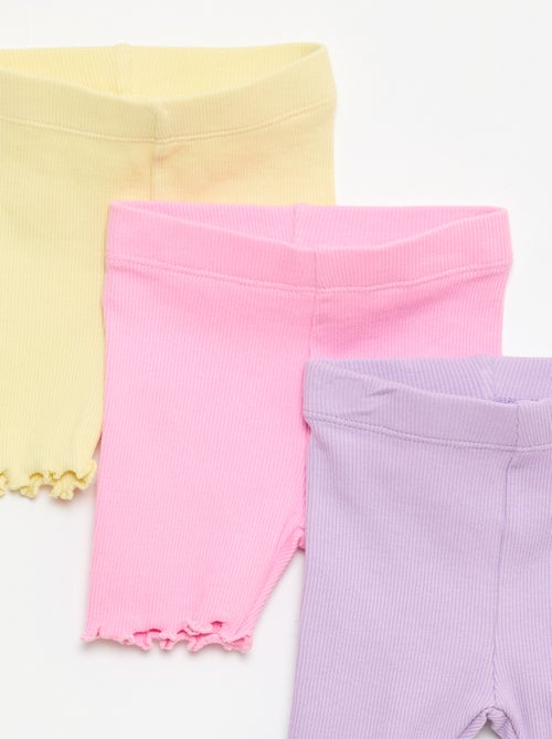 Set van 3 geribbelde fietsbroeken - Kiabi