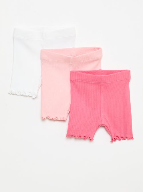 Set van 3 geribbelde fietsbroeken - Kiabi