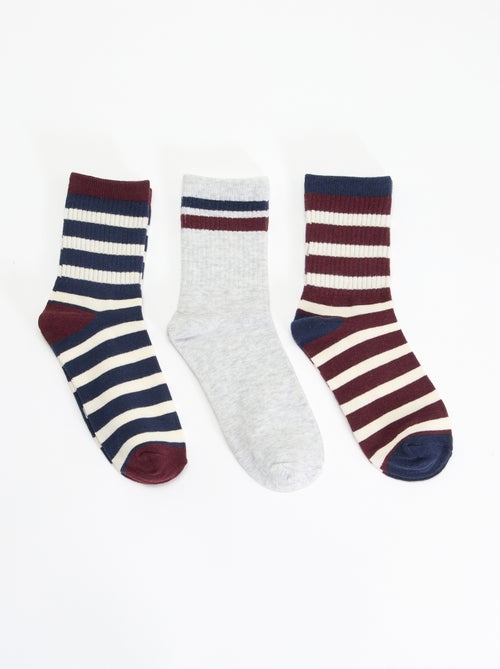 Set van 3 gestreepte sokken - Kiabi