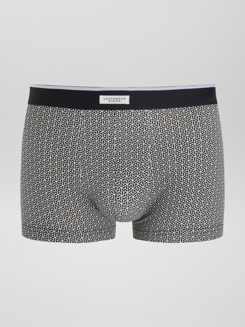 Set van 3 herenboxers van fantasietricot ZWART - Kiabi