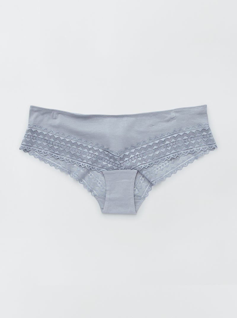 Set van 3 hipsters van katoen en kant BLAUW - Kiabi
