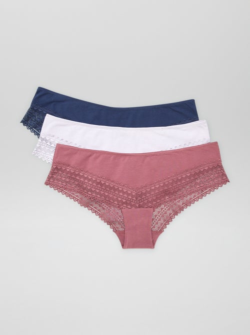 Set van 3 hipsters van katoen en kant - Kiabi