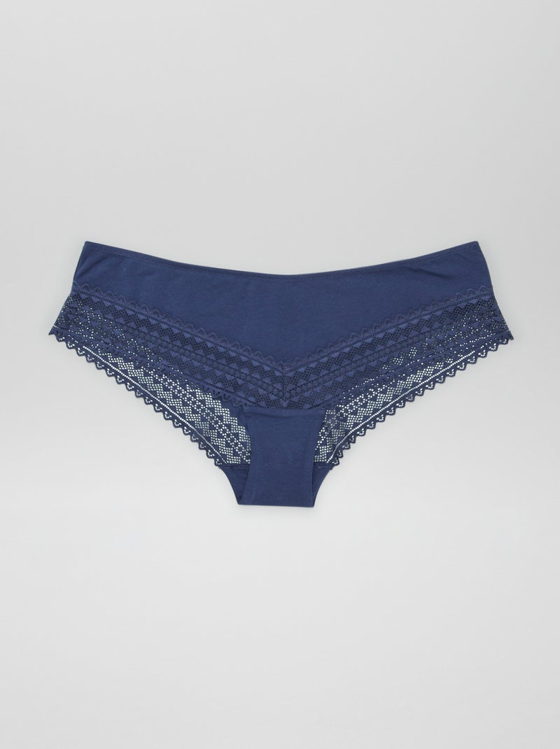 Set van 3 hipsters van katoen en kant PAARS - Kiabi