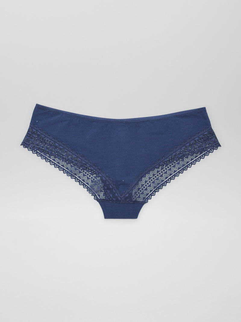 Set van 3 hipsters van katoen en kant PAARS - Kiabi