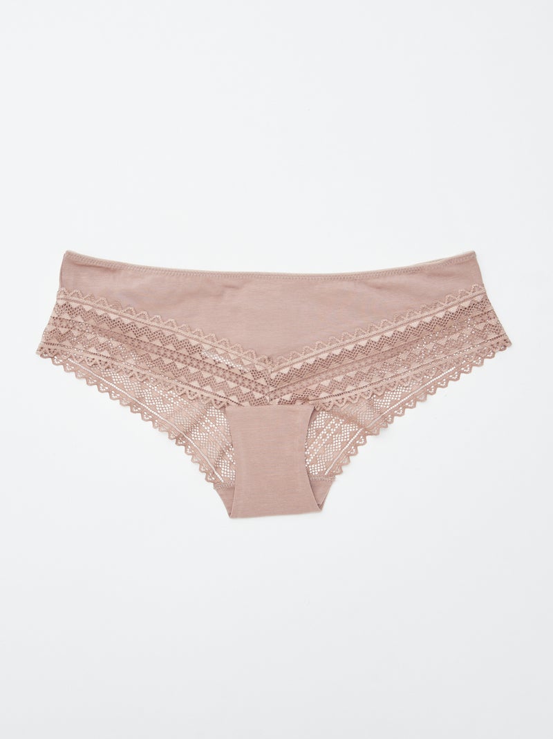 Set van 3 hipsters van katoen en kant ROSE - Kiabi