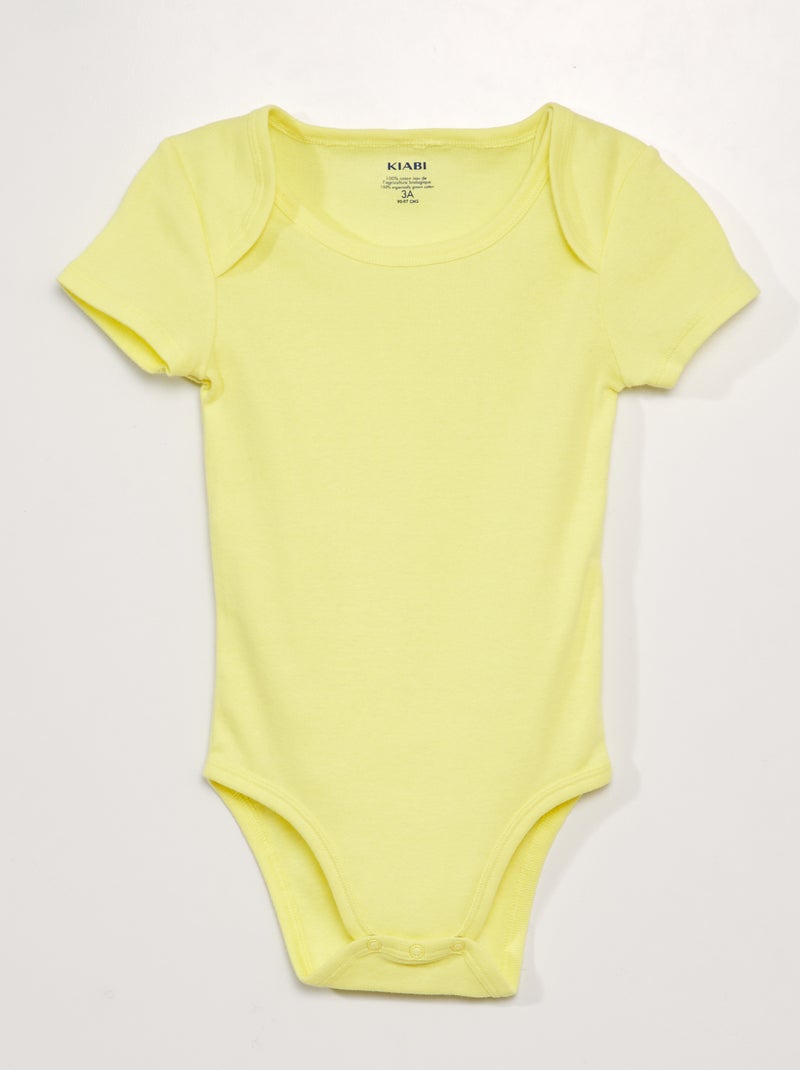 Set van 3 katoenen bodies - gemakkelijk aan te trekken collectie GEEL - Kiabi
