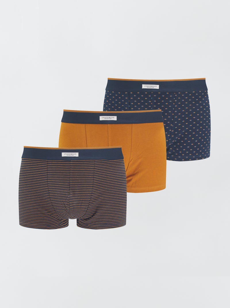 Set van 3 katoenen boxershorts BLAUW - Kiabi