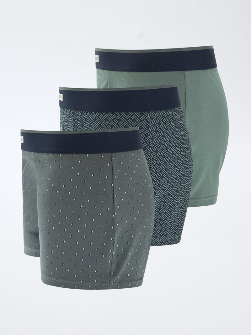 Set van 3 katoenen boxershorts Kaki - Kiabi