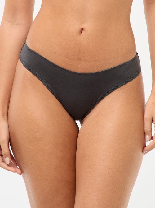 Set van 3 katoenen kanten slips - Kiabi