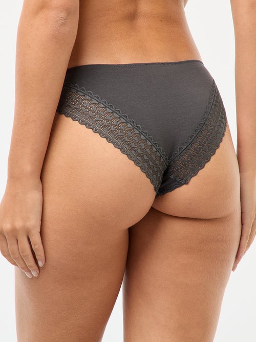Set van 3 katoenen kanten slips - Kiabi