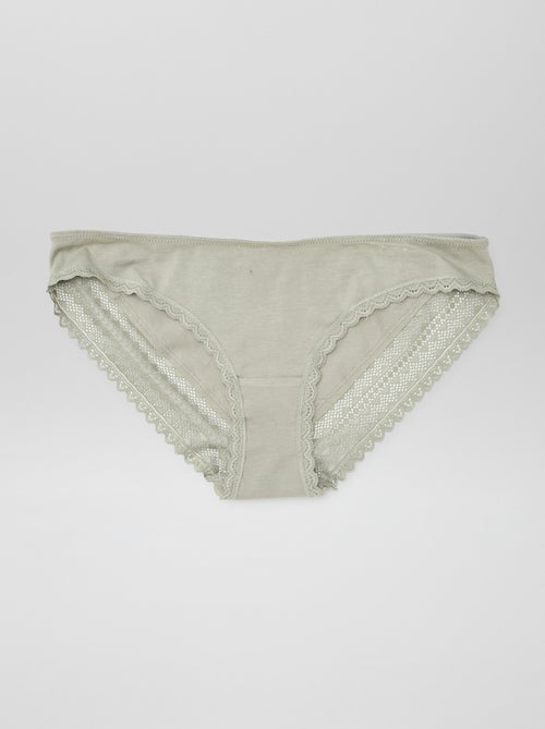 Set van 3 katoenen kanten slips - Kiabi