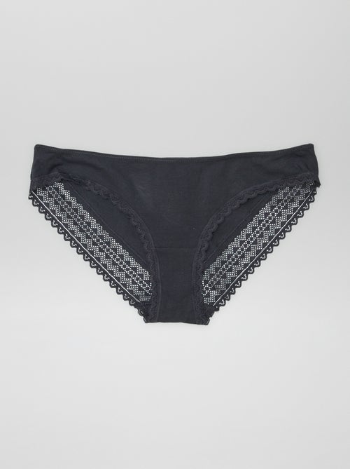 Set van 3 katoenen kanten slips - Kiabi