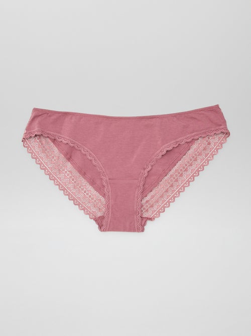 Set van 3 katoenen kanten slips - Kiabi