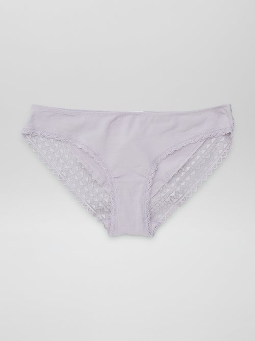 Set van 3 katoenen kanten slips - Kiabi