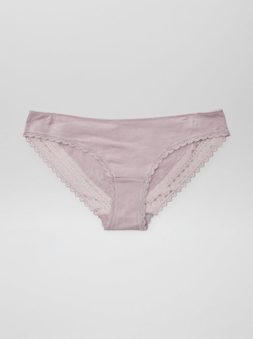 Set van 3 katoenen kanten slips - Kiabi