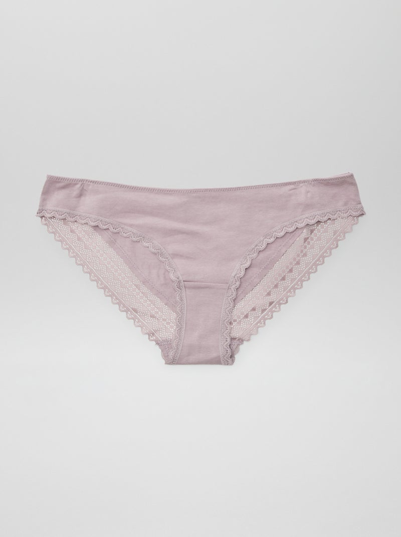Set van 3 katoenen kanten slips ROSE - Kiabi