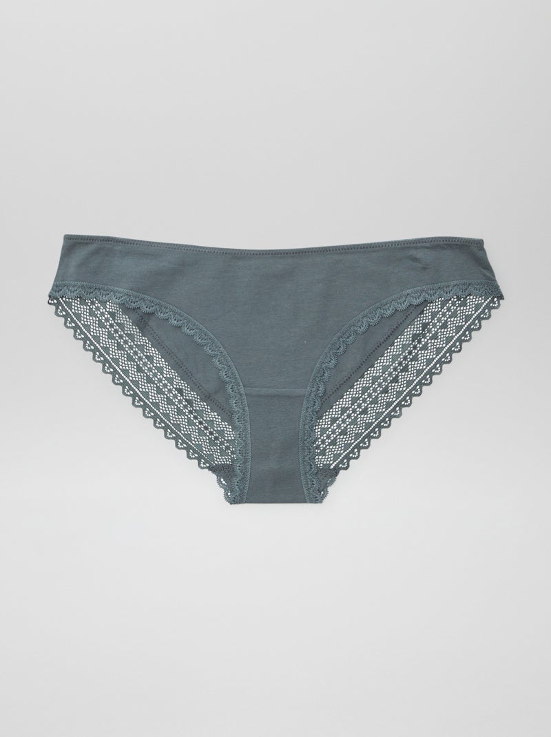 Set van 3 katoenen kanten slips ROSE - Kiabi