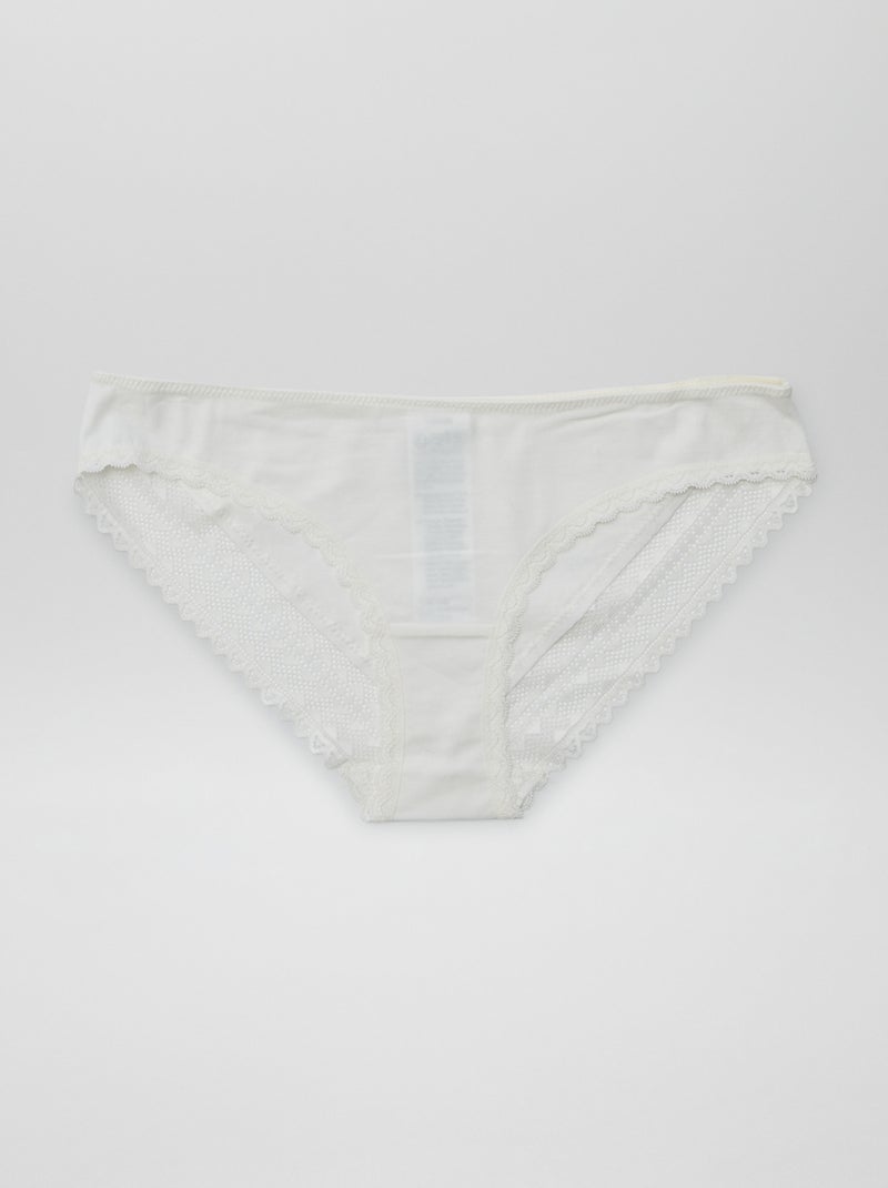 Set van 3 katoenen kanten slips ROSE - Kiabi