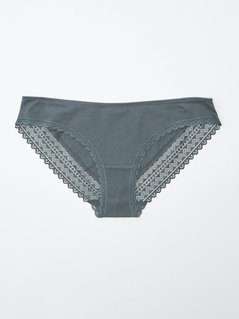 Set van 3 katoenen kanten slips ROSE - Kiabi