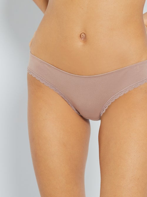 Set van 3 katoenen kanten slips - Kiabi
