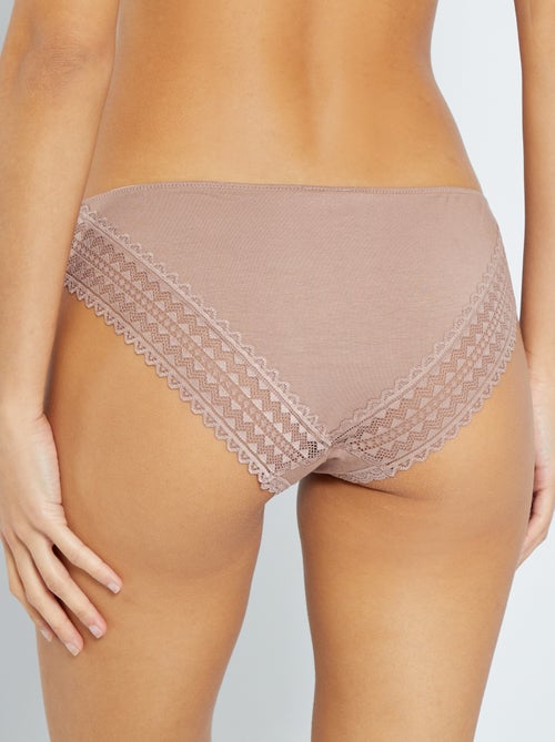 Set van 3 katoenen kanten slips - Kiabi