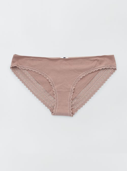 Set van 3 katoenen kanten slips - Kiabi