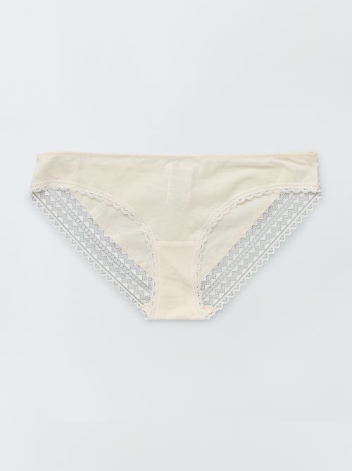 Set van 3 katoenen kanten slips - Kiabi Set van 3 katoenen kanten slips - Kiabi