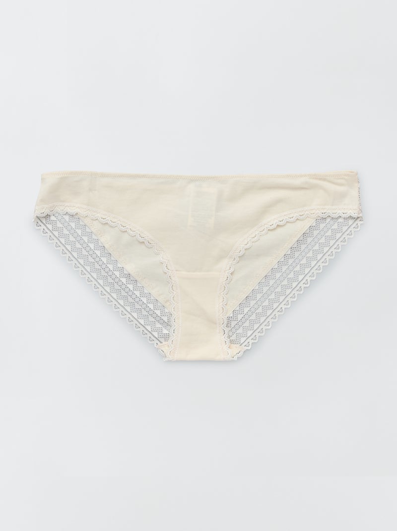 Set van 3 katoenen kanten slips ROSE - Kiabi