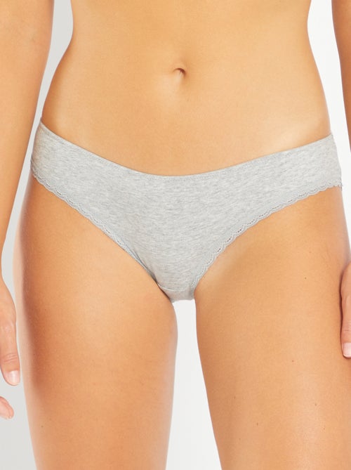 Set van 3 katoenen kanten slips - Kiabi