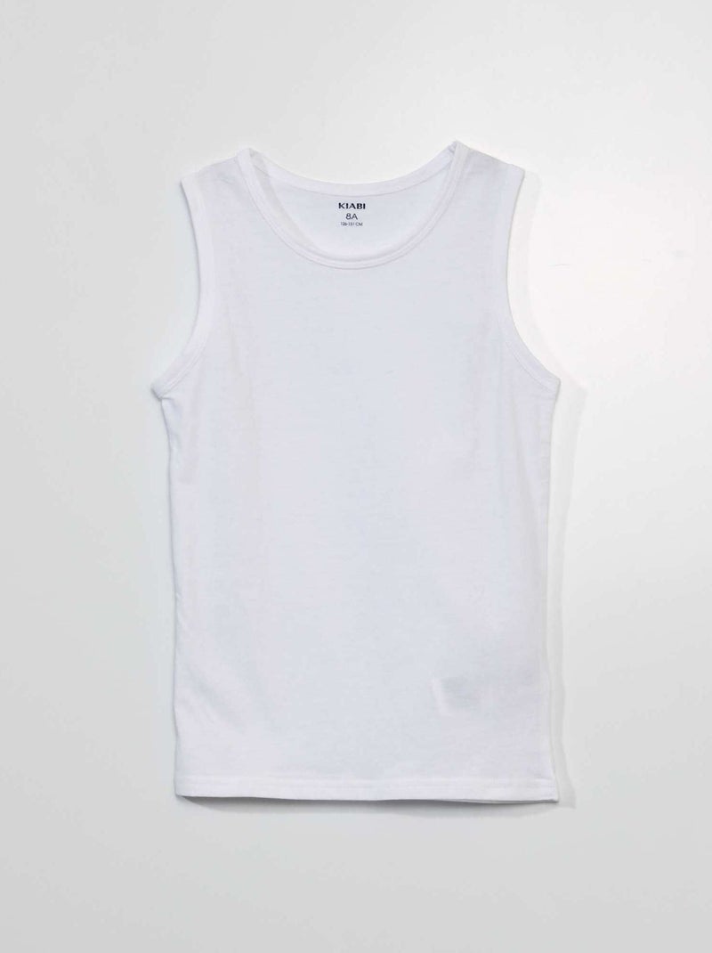 Set van 3 katoenen mouwloze tops wit - Kiabi