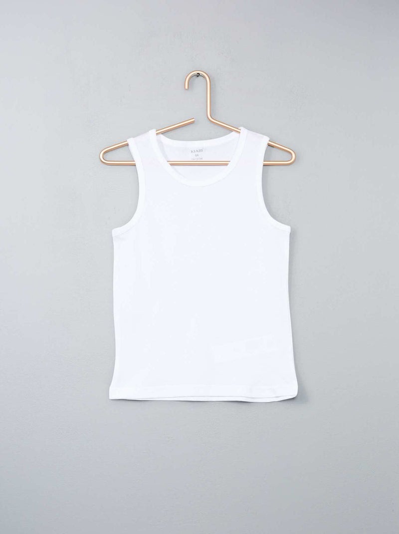 Set van 3 katoenen mouwloze tops wit - Kiabi