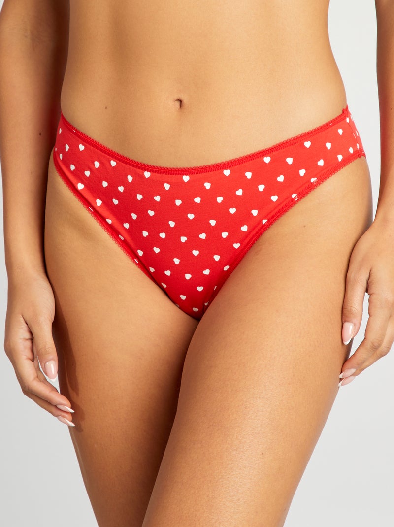 Set van 3 katoenen onderbroekjes ROOD - Kiabi