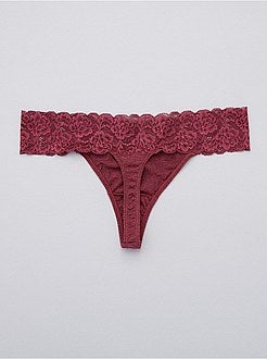 Set van 3 katoenen tanga's met kant - Kiabi