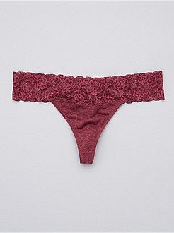 Set van 3 katoenen tanga's met kant - Kiabi