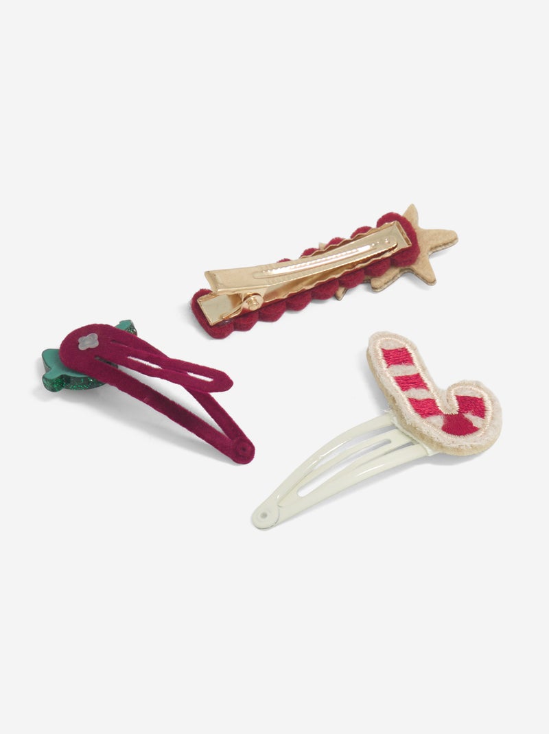 Set van 3 klikklakspeldjes 'Kerst' Rood - Kiabi