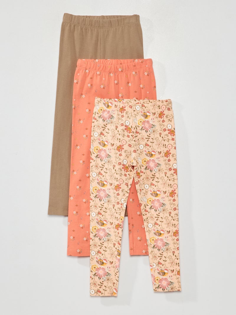 Set van 3 leggings roze / khaki - Kiabi